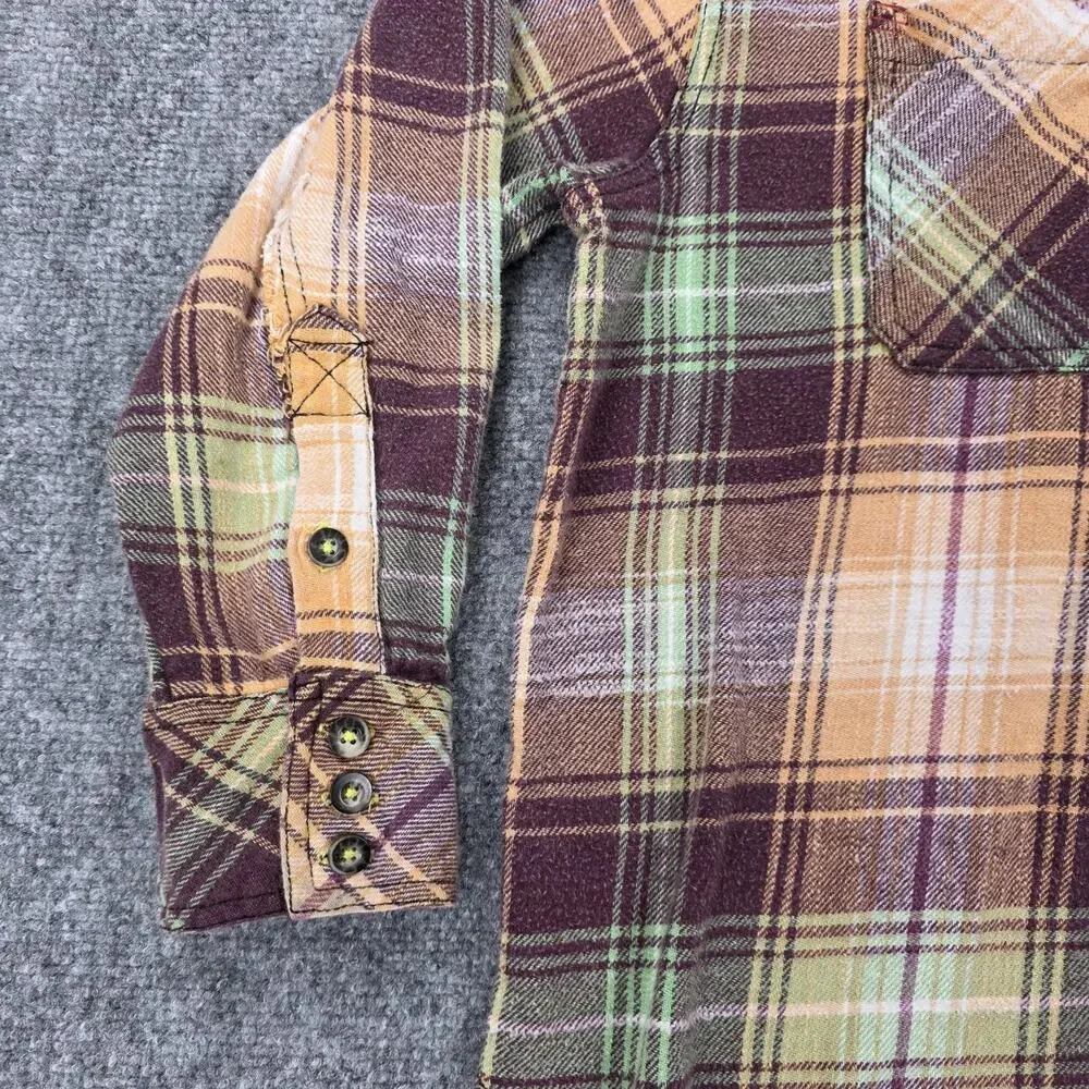 BDG Shirt Womens XS Multicolor Plaid Flannel Raw Hem Button Up Relaxed Fit Boho - Picture 10 of 16